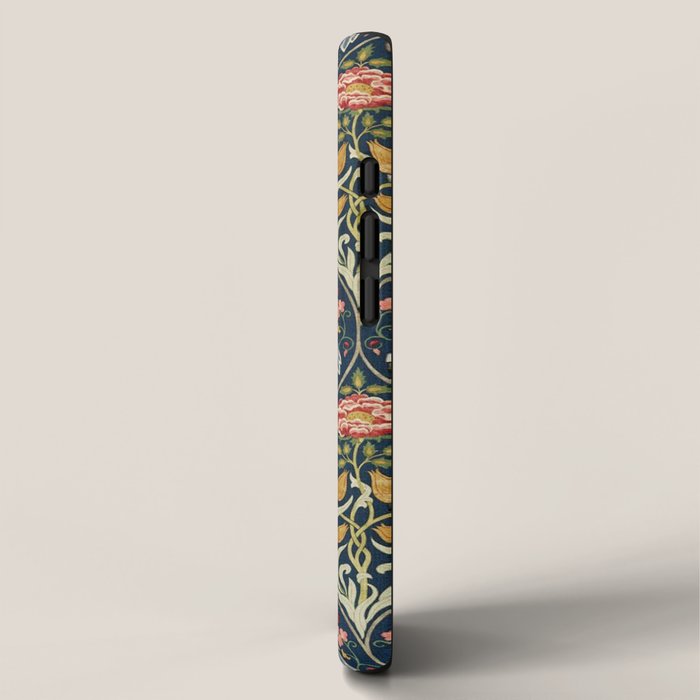 William Morris Vintage Seasons by May Melsetter Bird Pattern Indigo Blue iPhone Case Gallery Image 2