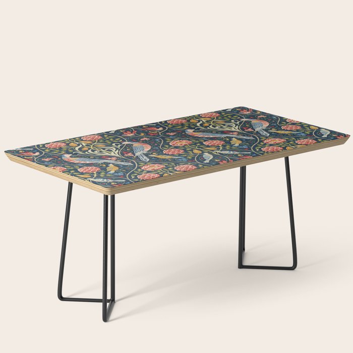 William Morris Vintage Seasons by May Melsetter Bird Pattern Indigo Blue Coffee Table Gallery Image 1