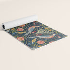 William Morris Vintage Seasons by May Melsetter Bird Pattern Indigo Blue Yoga Mat Gallery Image 2