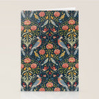 William Morris Vintage Seasons by May Melsetter Bird Pattern Indigo Blue Stationery Card Gallery Image 2