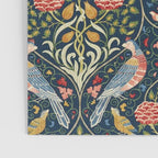 William Morris Vintage Seasons by May Melsetter Bird Pattern Indigo Blue Poster Gallery Image 3