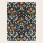 William Morris Vintage Seasons by May Melsetter Bird Pattern Indigo Blue Poster Gallery Image 4