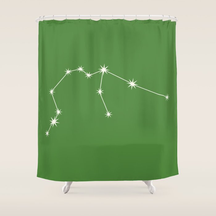 Aquarius Zodiac Star Constellation Line Art Kelly Green Shower Curtain Gallery Image 1