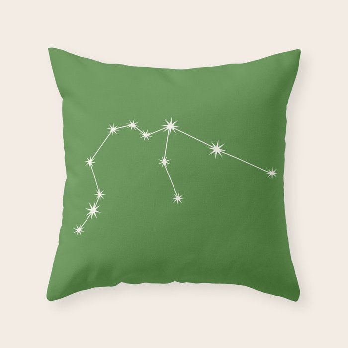 Aquarius Zodiac Star Constellation Line Art Kelly Green Throw Pillow Gallery Image 6