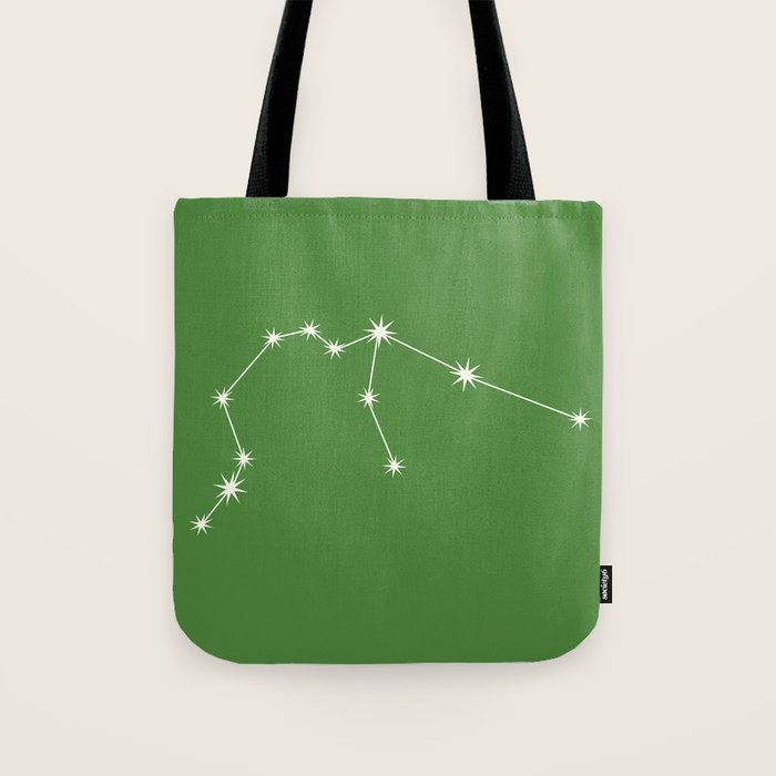 Aquarius Zodiac Star Constellation Line Art Kelly Green Tote Bag Gallery Image 1