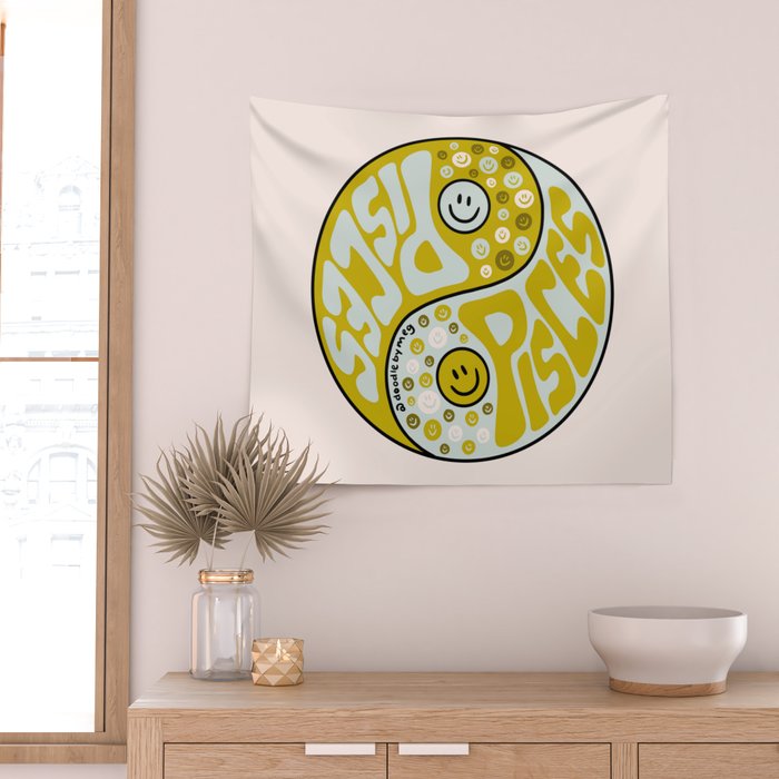 Pisces Yin Yang Wall Tapestry Gallery Image 2