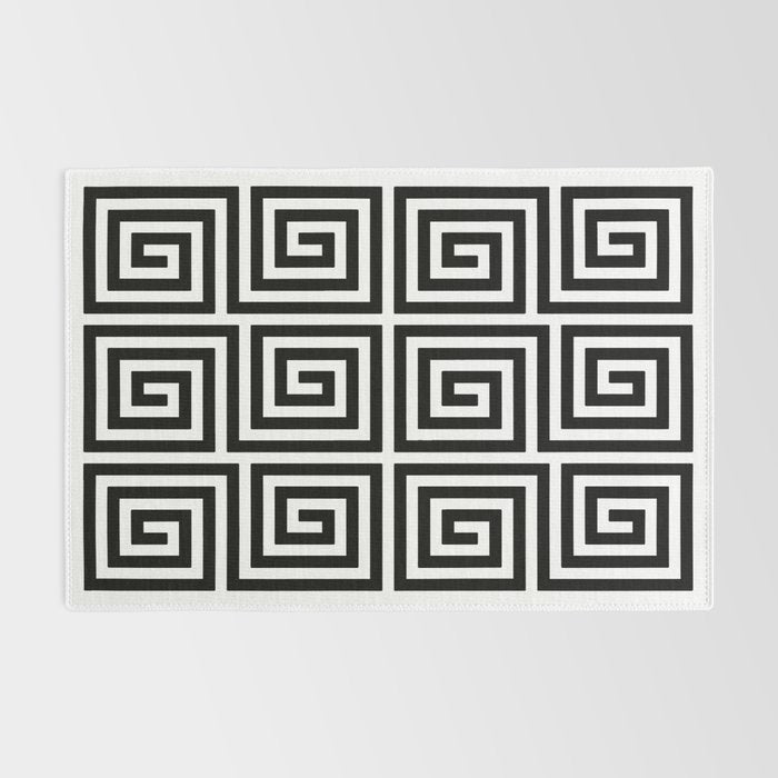 Greek Key Pattern 122 Black and White Rug Gallery Image 2