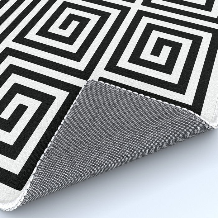 Greek Key Pattern 122 Black and White Rug Gallery Image 4