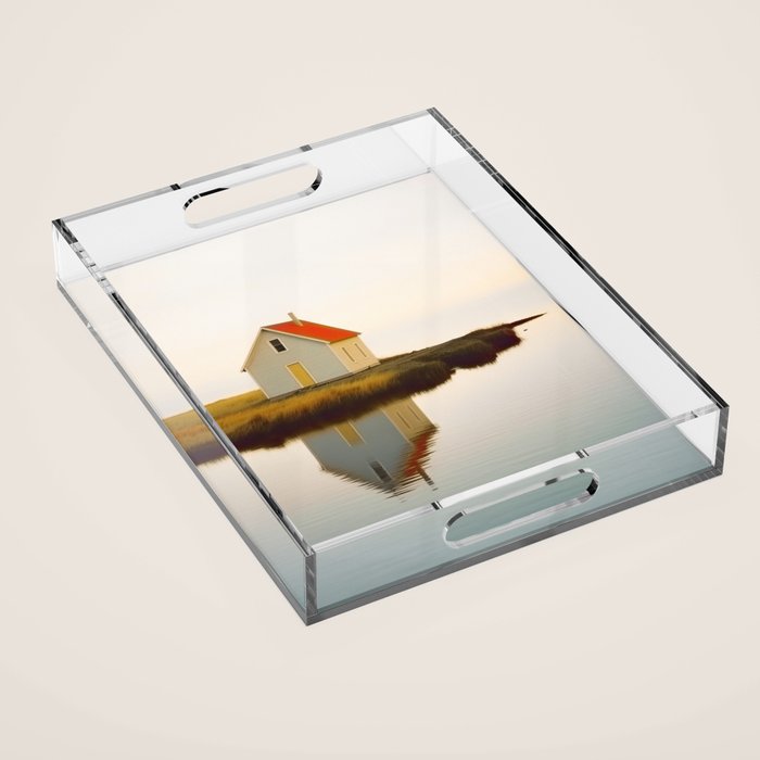 Cute Little Cabin In Iceland Acrylic Tray Gallery Image 1