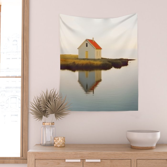 Cute Little Cabin In Iceland Wall Tapestry Gallery Image 2