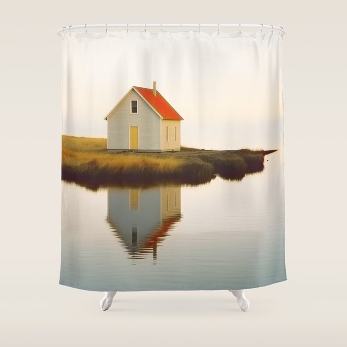 Cute Little Cabin In Iceland Shower Curtain Gallery Image 1
