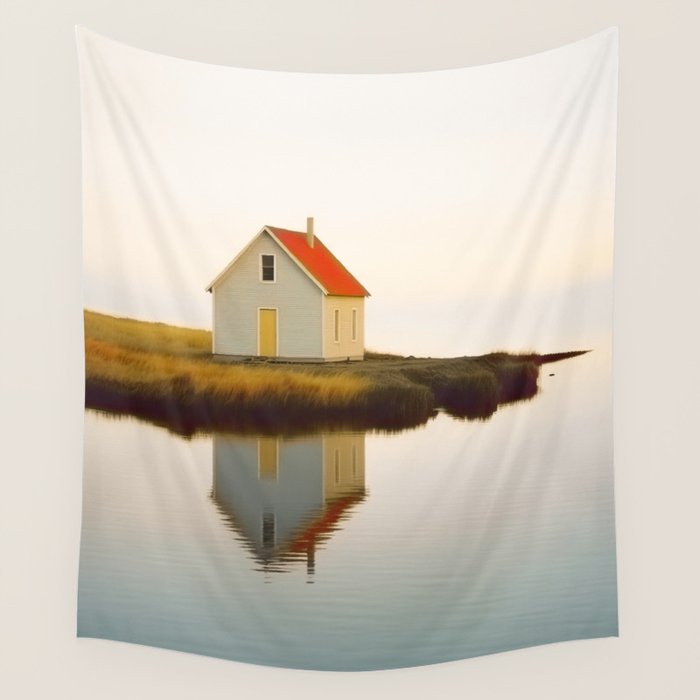Cute Little Cabin In Iceland Wall Tapestry Gallery Image 4