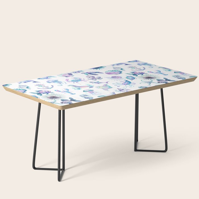 Colorful Water Colors Of Various Sea Animals Pattern Coffee Table Gallery Image 1