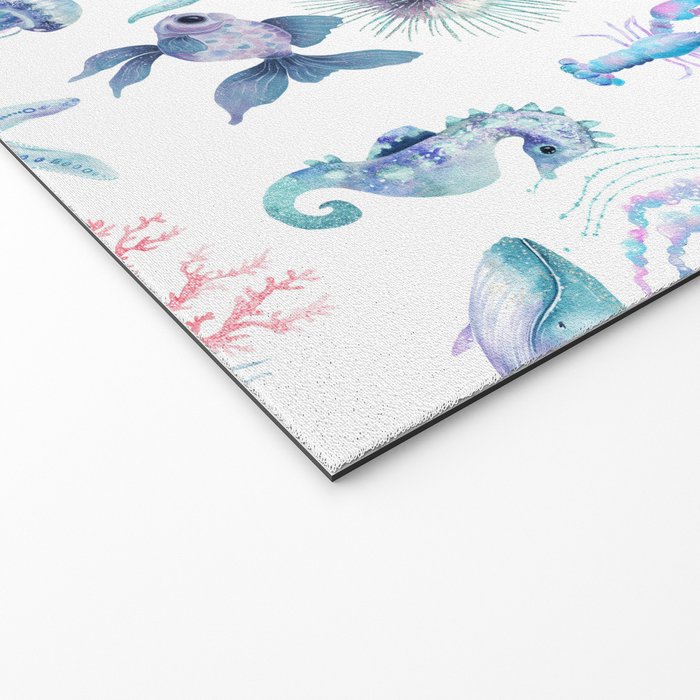 Colorful Water Colors Of Various Sea Animals Pattern Welcome Mat Gallery Image 2