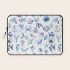 Colorful Water Colors Of Various Sea Animals Pattern Laptop Sleeve Gallery Image 1