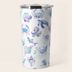 Colorful Water Colors Of Various Sea Animals Pattern Travel Mug Gallery Image 1