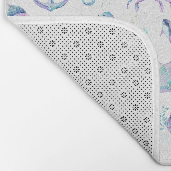 Colorful Water Colors Of Various Sea Animals Pattern Bath Mat Gallery Image 2
