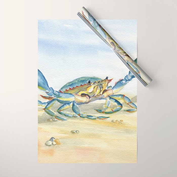 Colorful Blue Crab 2 Wrapping Paper Gallery Image 1