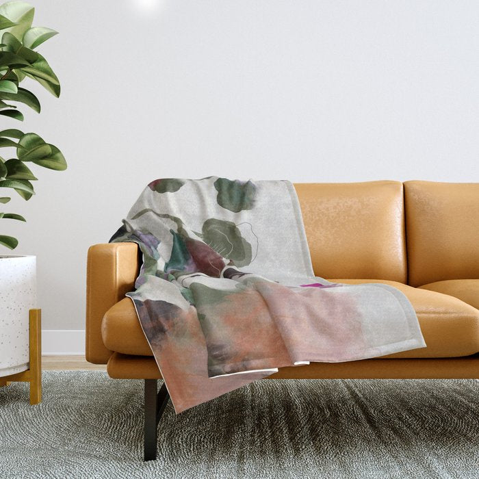 floral abstract summer autumn Throw Blanket Gallery Image 1