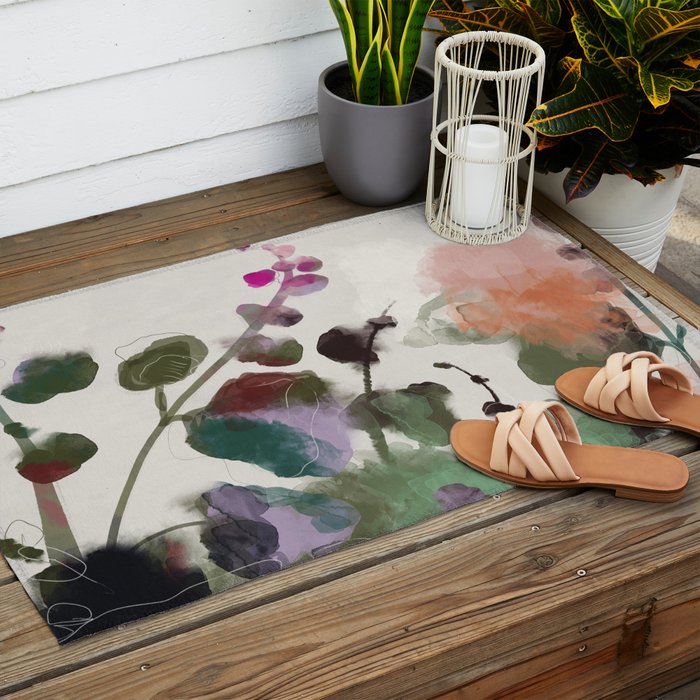 floral abstract summer autumn Outdoor Rug Gallery Image 2