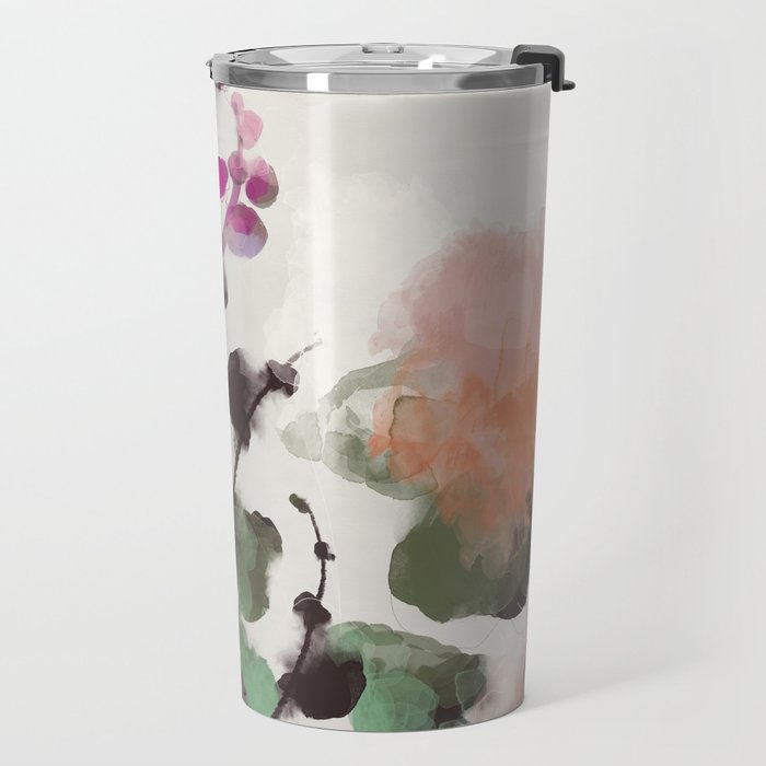 floral abstract summer autumn Travel Mug Gallery Image 2