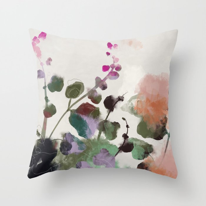 floral abstract summer autumn Throw Pillow Gallery Image 1