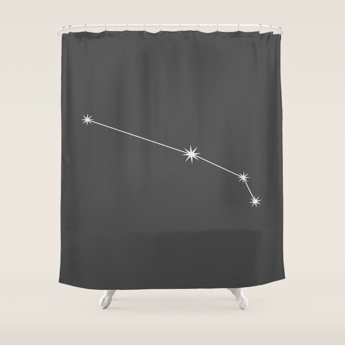 Aries Zodiac Star Constellation Line Art Grey Shower Curtain Gallery Image 1