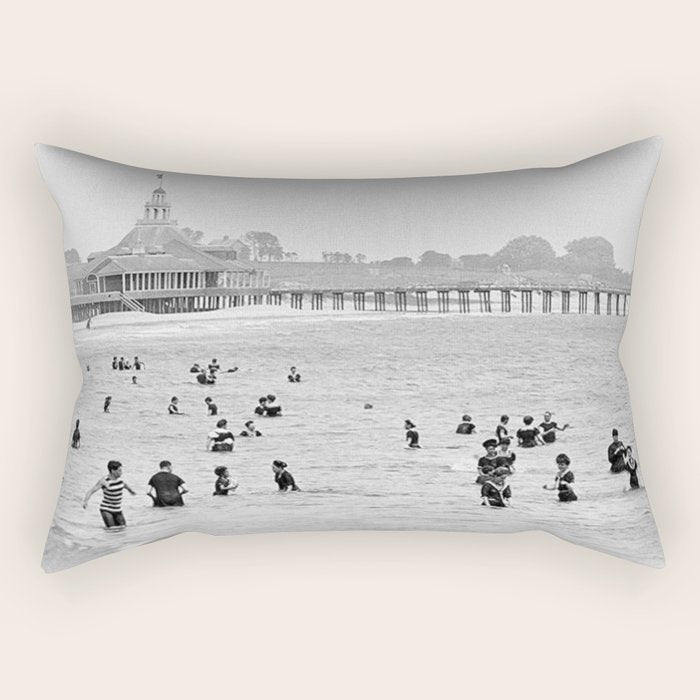 1895 Narragansett Pier and Beach, Narragansett, Rhode Island Rectangular Pillow Gallery Image 1