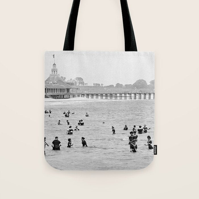 1895 Narragansett Pier and Beach, Narragansett, Rhode Island Tote Bag Gallery Image 1