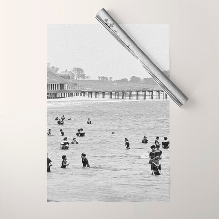 1895 Narragansett Pier and Beach, Narragansett, Rhode Island Wrapping Paper Gallery Image 1