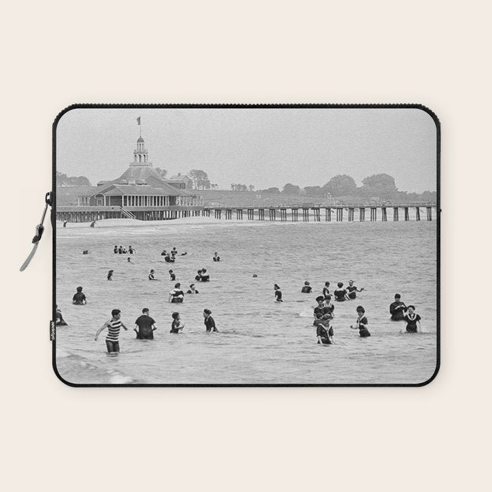 1895 Narragansett Pier and Beach, Narragansett, Rhode Island Laptop Sleeve Gallery Image 1