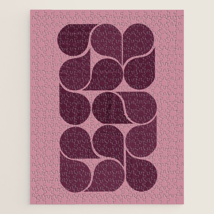 Elegant Burgundy Teardrop Pattern on Mauve Jigsaw Puzzle Gallery Image 1