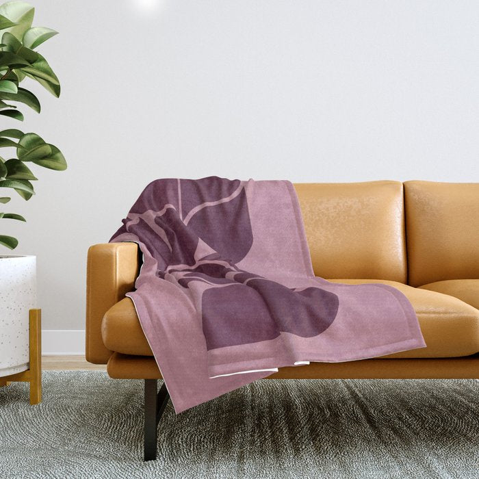 Elegant Burgundy Teardrop Pattern on Mauve Throw Blanket Gallery Image 1