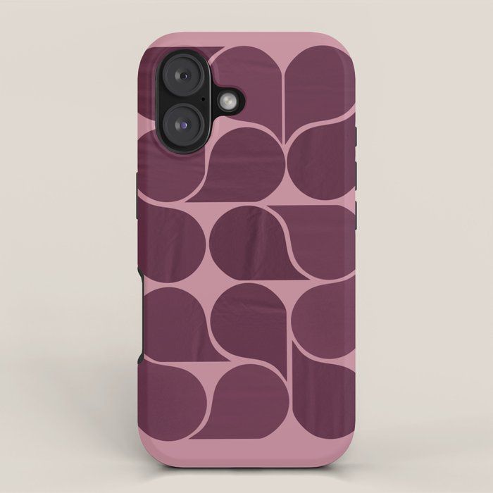 Elegant Burgundy Teardrop Pattern on Mauve iPhone Case Gallery Image 1