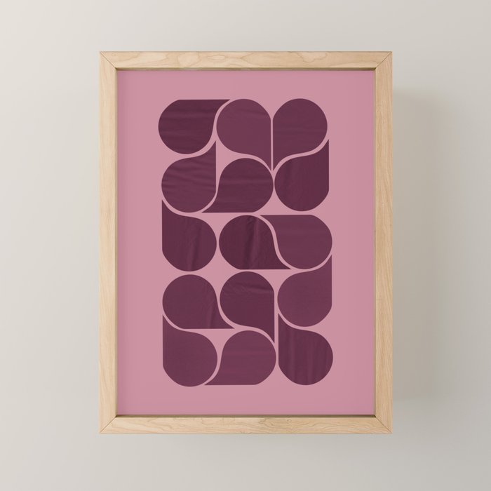 Elegant Burgundy Teardrop Pattern on Mauve Mini Art Print Gallery Image 1
