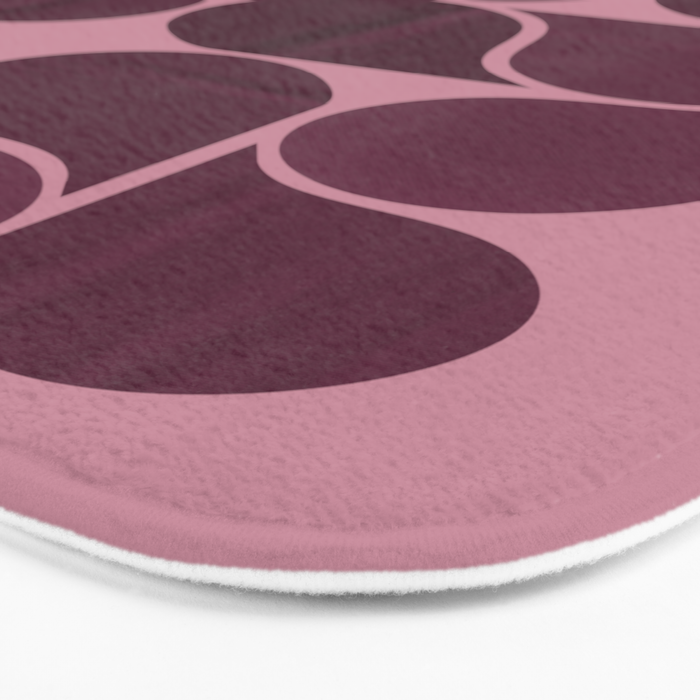 Elegant Burgundy Teardrop Pattern on Mauve Bath Mat Gallery Image 3