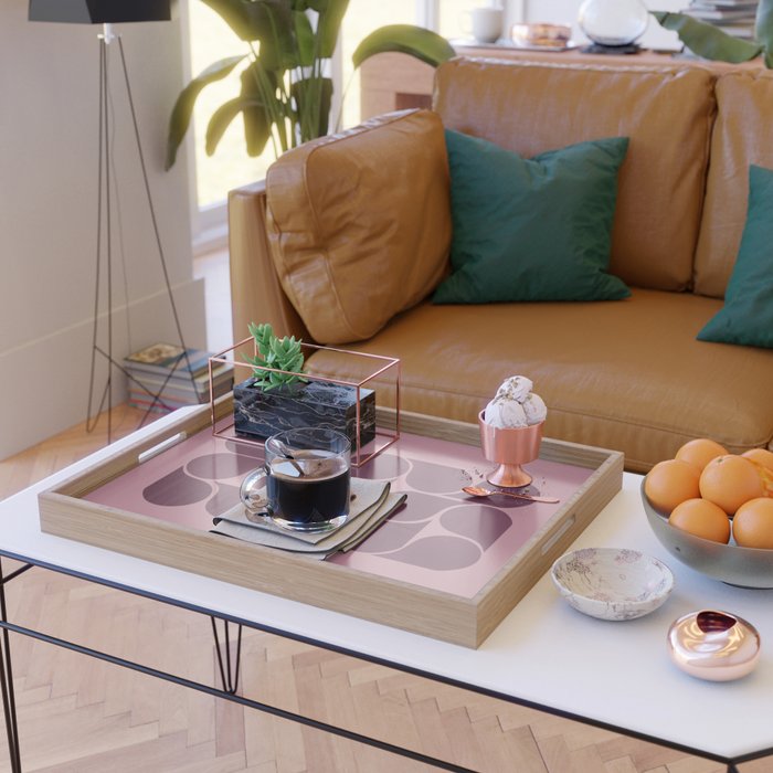 Elegant Burgundy Teardrop Pattern on Mauve Serving Tray Gallery Image 2