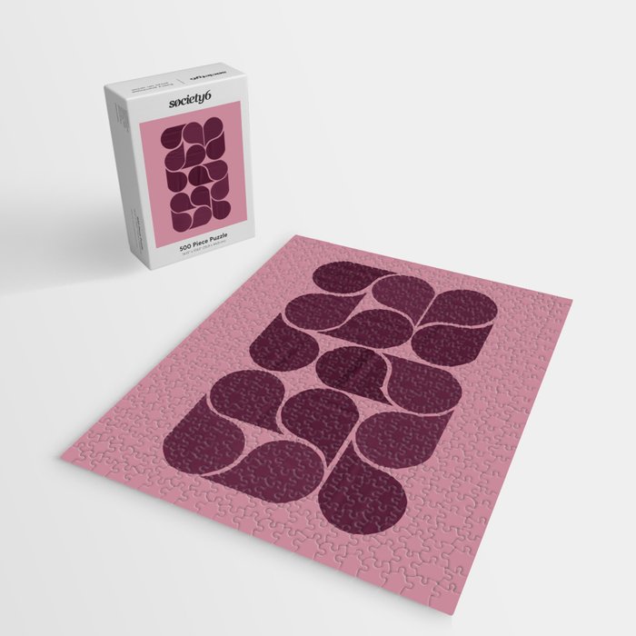 Elegant Burgundy Teardrop Pattern on Mauve Jigsaw Puzzle Gallery Image 2
