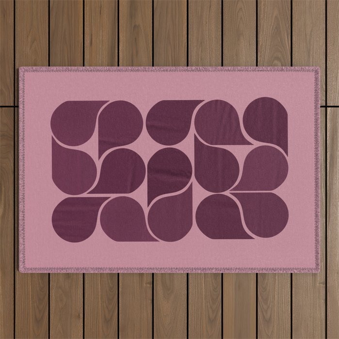 Elegant Burgundy Teardrop Pattern on Mauve Outdoor Rug Gallery Image 1
