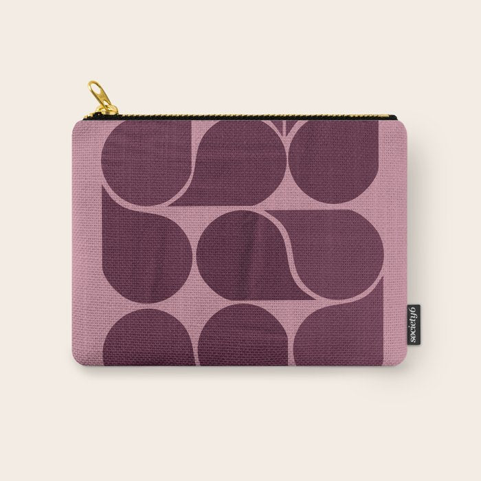 Elegant Burgundy Teardrop Pattern on Mauve Carry All Pouch Gallery Image 1