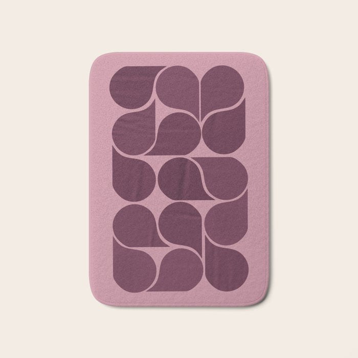 Elegant Burgundy Teardrop Pattern on Mauve Bath Mat Gallery Image 1