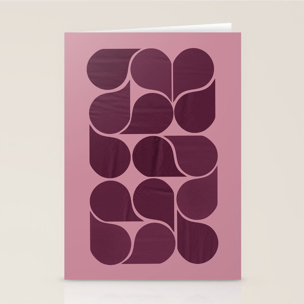 Elegant Burgundy Teardrop Pattern on Mauve Stationery Card Gallery Image 1