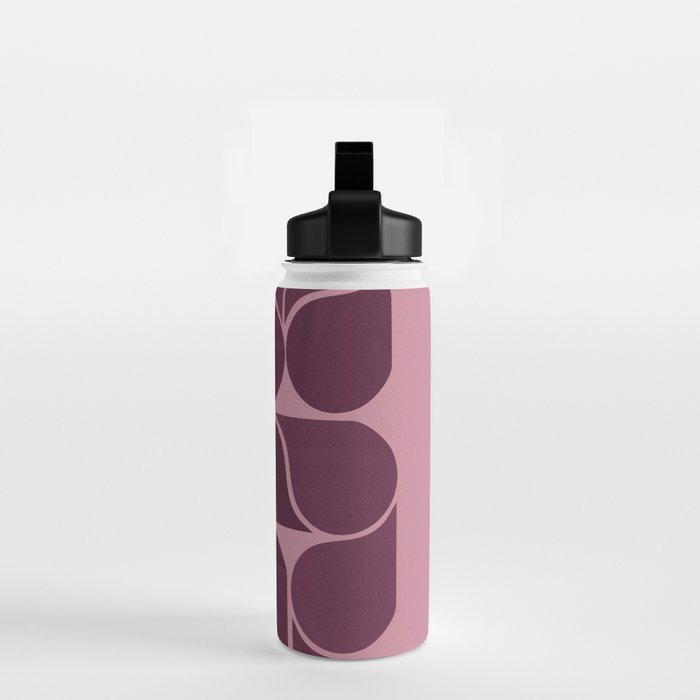 Elegant Burgundy Teardrop Pattern on Mauve Water Bottle Gallery Image 2