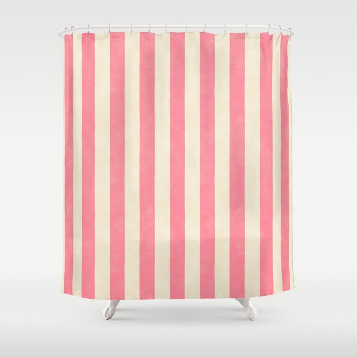 Cabana Stripe - pink & cream Shower Curtain Gallery Image 1