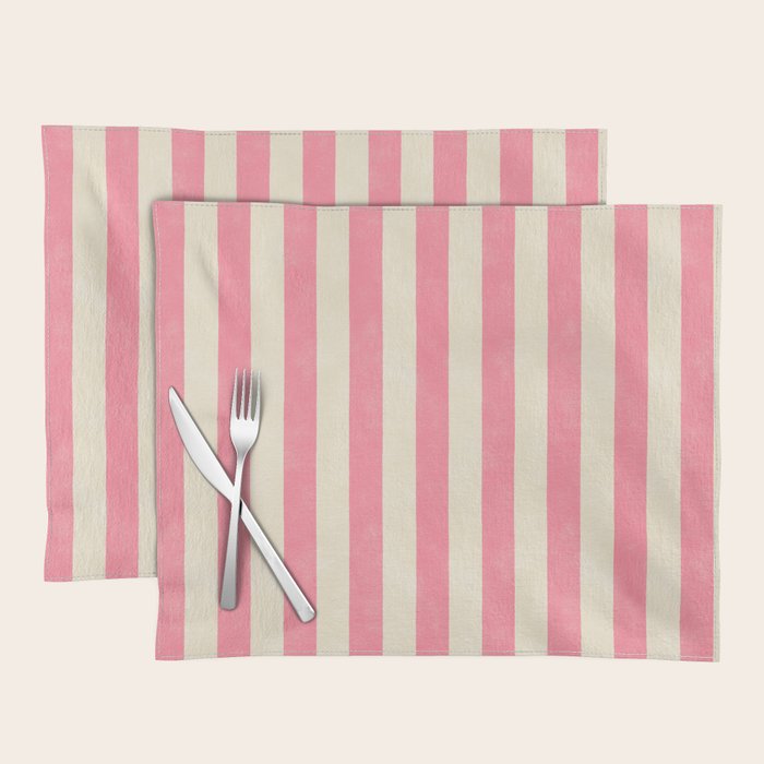 Cabana Stripe - pink & cream Placemat Gallery Image 1