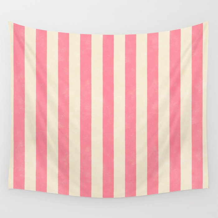 Cabana Stripe - pink & cream Wall Tapestry Gallery Image 4