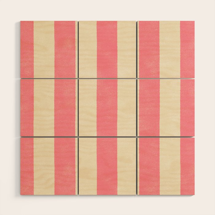 Cabana Stripe - pink & cream Wood Wall Art Gallery Image 1