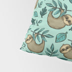 Cute Little Sloth, Sweet Sloth, Teal Print Pillow Sham Gallery Image 4