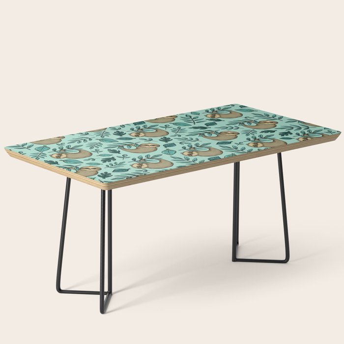 Cute Little Sloth, Sweet Sloth, Teal Print Coffee Table Gallery Image 1
