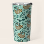 Cute Little Sloth, Sweet Sloth, Teal Print Travel Mug Gallery Image 2